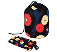 2 Pcs Cosmetic Bag Bucket Travel Makeup Bags Large Capacity Soft Waterproof Portable Drawstring Cosmetic Bag, Art Colorful Vinyl Retro Record 20