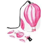 2 Pcs Cosmetic Bag Bucket Travel Makeup Bags Large Capacity Soft Waterproof Portable Drawstring Cosmetic Bag, Watercolor Pink Hot Air Balloon 65
