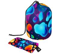 2 Pcs Cosmetic Bag Bucket Travel Makeup Bags Large Capacity Soft Waterproof Portable Drawstring Cosmetic Bag, Colorful Paw Prints