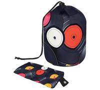 2 Pcs Cosmetic Bag Bucket Travel Makeup Bags Large Capacity Soft Waterproof Portable Drawstring Cosmetic Bag, Vinyl Retro Record Pattern