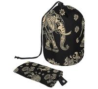 2 Pcs Cosmetic Bag Bucket Travel Makeup Bags Large Capacity Soft Waterproof Portable Drawstring Cosmetic Bag, Art Retro Indian Elephant