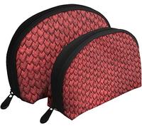 2 Pcs Cosmetic Bags 3D Red Dragon Scale Skin Travel Makeup Bag Shell Toiletry Women Handbag