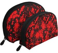 2 Pcs Cosmetic Bags Blood Pattern Cool Halloween Hipster Travel Makeup Bag Shell Toiletry Women Handbag