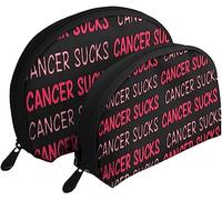 2 Pcs Cosmetic Bags Cancer Sucks Breast Awareness Travel Makeup Bag Shell Toiletry Women Handbag