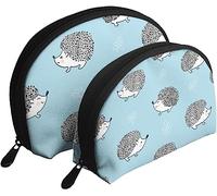 2 Pcs Cosmetic Bags Cute Watercolor Hedgehogs Travel Makeup Bag Shell Toiletry Women Handbag