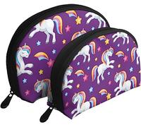 2 Pcs Cosmetic Bags Fairy Cute Unicorn Colorful Travel Makeup Bag Shell Toiletry Women Handbag