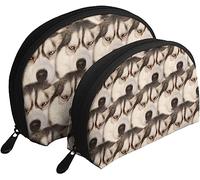 2 Pcs Cosmetic Bags Funny Boring Siberian Husky Dog Travel Makeup Bag Shell Toiletry Women Handbag