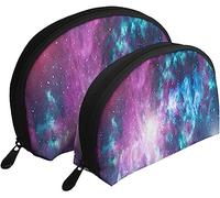 2 Pcs Cosmetic Bags Galaxy Space Beauty Universe Travel Makeup Bag Shell Toiletry Women Handbag
