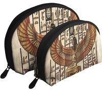 2 Pcs Cosmetic Bags Hipster Ancient Egyptian Parchment Travel Makeup Bag Shell Toiletry Women Handbag
