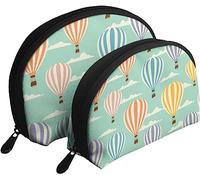 2 Pcs Cosmetic Bags Hot Air Balloon Romantik Turkey Travel Makeup Bag Shell Toiletry Women Handbag
