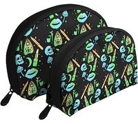 2 Pcs Cosmetic Bags Pastel Goth Witch Creepy Halloween Travel Makeup Bag Shell Toiletry Women Handbag
