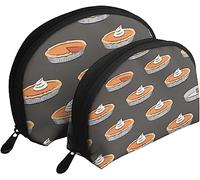 2 Pcs Cosmetic Bags Pumpkin Pies Thanksgiving Travel Makeup Bag Shell Toiletry Women Handbag