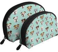 2 Pcs Cosmetic Bags Stupid English Bulldog Travel Makeup Bag Shell Toiletry Women Handbag