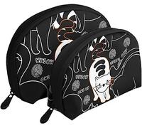 2 Pcs Cosmetic Bags Which One is White Cat Kitty Travel Makeup Bag Shell Toiletry Women Handbag