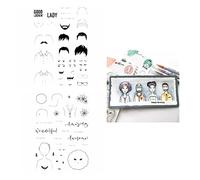 2 Pcs Costume Face Emotion Change Girl Boy Role Reversal Clear Rubber Stamps DIY Scrapbooking Embossing Stencil Stamping Seal Cardmaking Gift Friends Craft Album Paper Art
