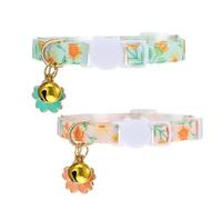 2 Pcs Cotton Breakaway Cat Collar, Safety Adjustable Cat Collars Set Flower Shaped Pendant Kitten Collar Cute Cat Collar with Bell
