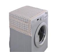 2 Pcs Cotton Linen Plaid Single Door Refrigerator Cover Cloth Washer Drum Curtain For Home(White+black)