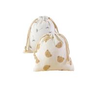 2 Pcs Cotton Mummy Storage Bag Muslin Hanging Pocket Towel Diaper Pouch Gauze Drawstring for Laundry, Travel(Style-08,M)