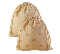 2 Pcs Cotton Mummy Storage Bag Muslin Hanging Pocket Towel Diaper Pouch Gauze Drawstring for Laundry, Travel(Style-04,M)