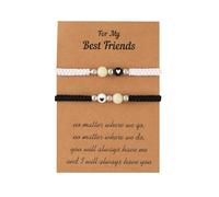 2 pcs Couple Bracelets, Adjustable Handmade String Rope Relationship Bracelets Friendship Couple Matching Bracelet Valentine's Day Presents for Friends Boyfriends and Girlfriends (Black, One Size)