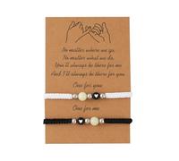 2 pcs Couple Bracelets, Adjustable Handmade String Rope Relationship Bracelets Friendship Couple Matching Bracelet Valentine's Day Presents for Friends Boyfriends and Girlfriends (White, One Size)