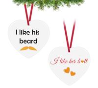2 Pcs Couple Gifts for Him and Her Couple Christmas Ornaments Gifts Anniversary Wedding Gifts Gifts for Husband Wife Engagement Gifts Ceramic Hanging Ornament Gifts Christmas Valentines Birthday Gifts