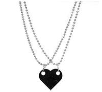 2 PCS Couple Necklace Men and Women Same Model Friendship A Pair of Hip Hop Europe and America Cross-Border Detachable Love Heart Shaped Building Block Pendant, Metal Plastic, alloy