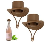 2 Pcs Cowboy Hat Wine Bottle Stoppers, Funny Cowboy Hat Wine Stopper Silicone, Champagne Stoppers Keep Drink Fresh Sealing Cap, Novelty Reusable Accessories for Kitchen Party Drinking Decoration