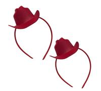 2 Pcs Cowboy Mini Hat Headbands for Women Western Cowgirl Accessories Costume Headwear Halloween Cowboy Party (Red, 13.5cm)