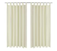 2 pcs Cream Micro-Satin Curtains with Loops 140 x 225 cm