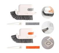 2 PCS Crevice Cleaning Brush Detachable Gap Cleaning Brush Tools Window Track Cleaning Tools 3 in 1 Hand-held Hard Bristle Brush with Tweezers for Window Track, Shower, Sink, Corner, Floor Lines