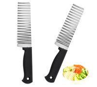 2 PCS Crinkle Cutter Potato Chip Crinkle Cutter Crinkle Chip Cutter Crinkle Cut Stainless Steel Handheld Wavy Blade Vegetable Slicer for Fruits and Vegetables Waves Shape Cutting