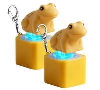 2 PCS Croaking Frogs Keychain Cute, Rechargeable Frogs Fidget Toys Adults, Stress Relief Fidget Keychain with Lights, Fun Rechargeable Keychain with Colorful Lights