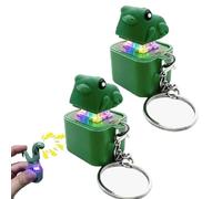 2 PCS Croaky Buddy Keychain, Frog Keychain with Sound, Frogs Croaking Fidget Toy, Lizard Keychains Sound, Lizards Button Keyring with Quacking Sounds & Colorful Light for Adults Anxiety Relief (Frog)