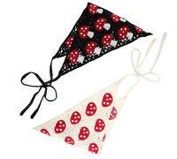 2 Pcs Crochet Bandana Headband Triangle Hair Scarf for Women, Cotton