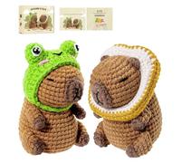 2 Pcs Crochet Kit for Beginners, Capybara Crochet Animal Kit, Complete Animal Crochets Knitting Set, Capybara Kits Crochets with Video Crochetss Starter Kits with Hats Crochetss Kitss Birthday Gifts