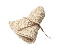 2 Pcs Crochet Womens Seaside Foldable Straw Weave Sun Hat Wide Brim Real Floppy Trilby Bow Summer Beach For Summer(Beige)