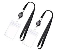2 PCS Cruise Lanyard with ID Holder, Neck Lanyards with Retractable Reel, Waterproof Clea Vertical Badge Holder for Cruise Cards and IDs