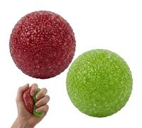2 PCS Crunchy Squishy Stress Ball, Squishy Fidget Tools for Adult Stress Relief, Textured Sensory Tools for Focus and Relaxation, Set of Two 4cm Green and Red Crunchy Squishy Balls