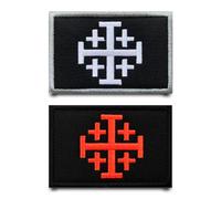2 Pcs Crusaders Patches Jerusalem Cross Embroidery Armband Religious Culture Nylon Hook & Loop Patch History,Religion Tactics Applique Decorative Accessories for Clothing,Backpack,Jacket,Hats