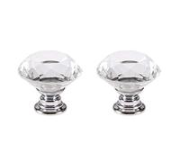 2 PCS Crystal Glass Door Knobs 30mm Diamond Drawer Knobs Sparkle Cabinet Pull Handles with Screws Wardrobe Cupboard Decorating (Crystal)