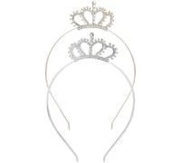 2 PCS Crystal Tiara Crowns Princess Tiara Headband Rhinestone Headband Glittering Non-Slip Crown Silver Wedding Hair Accessories for Women Girls Prom Birthday Party