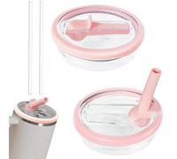 2 Pcs Cup Lid with Straw Replacement for 40oz Stanley Quencher, Stanley Leak Proof Lid, Reusable and Easy to Drink, Compatible with Stanley Cup Accessories (Pink)