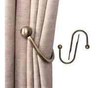 2 Pcs Curtain Holdbacks, Brass Curtain Hold Backs Metal Curtain Tie Backs Curtains U-Shaped Hook Wall Mounted Decorative Drapery Holder with Screws for Bedroom Fixed Curtain or Hanging Items