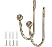 2 Pcs Curtain Holdbacks, U Design Brass Curtain Tieback Hook, Curtain Drapery Holdbacks, Metal Curtain Tie Backs, Wall Mounted Window Curtain Holder Hooks, Antique Curtain Clasp