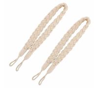 2 PCS Curtain Rope Tiebacks Natural Cotton Hand Knitting Curtains Tied Rope Tiebacks Decorative Curtain Tie Backs Beige Boho Curtain Ties Braided Drapery Drape Holdbacks Curtain Rope Buckle Cord