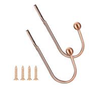 2 Pcs Curtain Tie Backs Hooks, Wall Mounted Curtain Holdbacks with 4 Pcs Screws, U-Shaped Curtains Holder, Durable Curtains Tiebacks for Home Bedroom Fixed or Hanging Items Decor (Red copper)