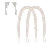 2 Pcs Curtain Tie Backs, Tie Backs Soft Hand Woven Rope Curtain Holdbacks, Natural Cotton Hand Knitting Tie Backs For Curtains, Boho Style Rope Tie Backs for Home & Office Drapery (Beige)