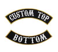 2 PCS Custom Patch Embroidered Rocker Patches Personalized Motorcycle Biker Large Badge Back Patch for Vest Jacket Jeans, Iron on Sew on TOP & Bottom