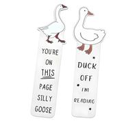 2 PCS Cute Bookmarks Goose Pattern, Bookmarks for Women Aesthetic Goose Funny Bookmark, Practical Book Gifts Reading Accessories, Durable Suitable for Fun Birthday Book Lovers Gifts